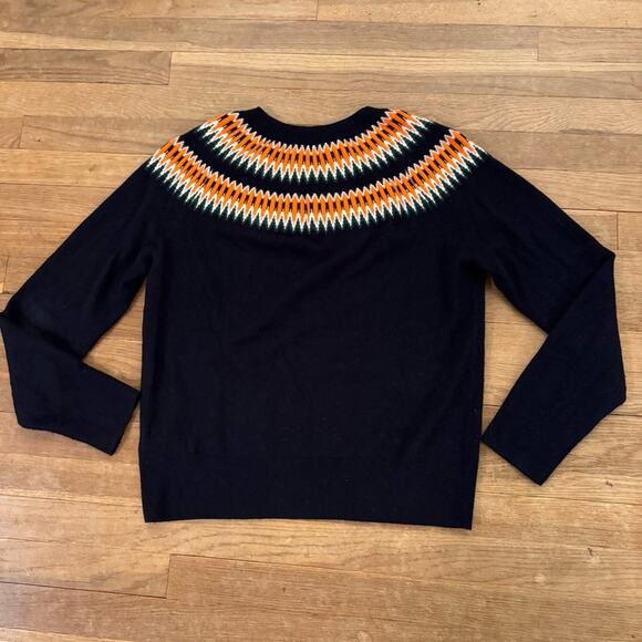 Hobbs London Greta Fair Isle merino wool crewneck sweater size large L b62 - Picture 5 of 7